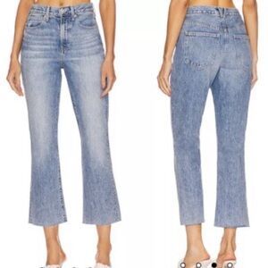 Veronica Beard Blue Distressed Light Wash Flare Cropped Frayed Hem Jeans size 27